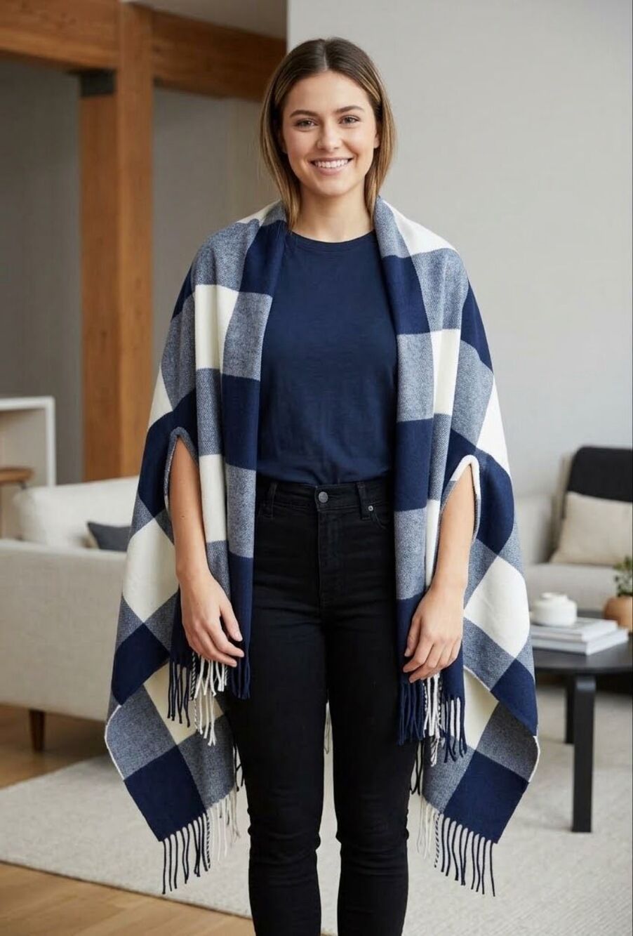 NWT J.Crew Factory plaid scarf shawl 29” X 71”.